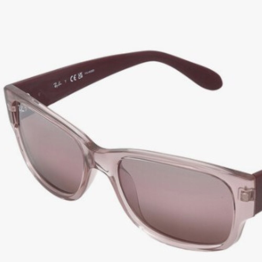 Ray-Ban Polarized Transparent Pink Square Unisex Sunglasses